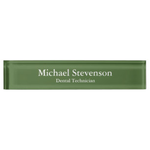 Placa De Nombre Nombramiento de un técnico dental elegante y verde