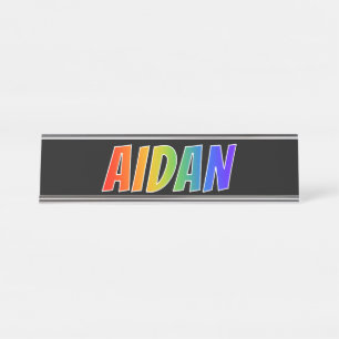 Placa De Nombre Nombre "AIDAN": Colorante del arco iris de la