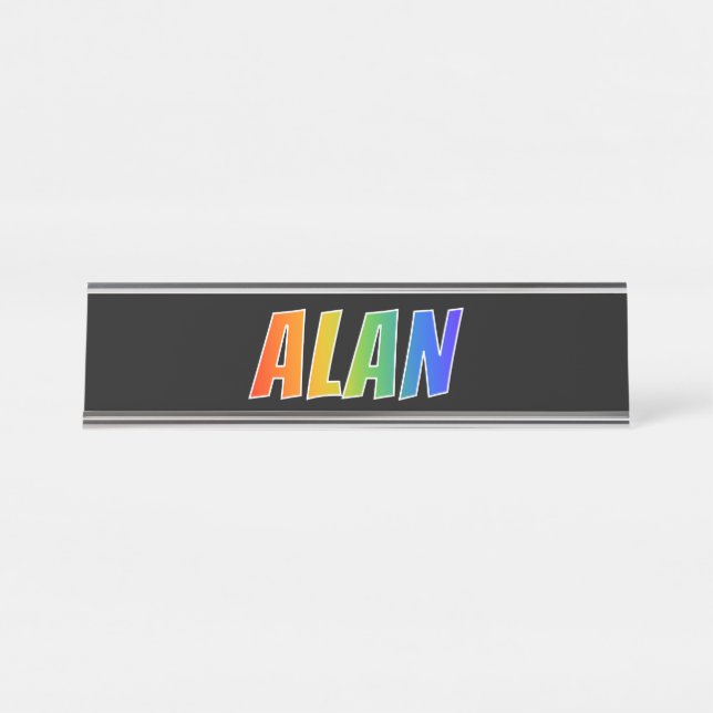 Placa De Nombre Nombre "ALAN": Divertido color arcoiris (Anverso)