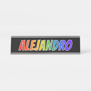 Placa De Nombre Nombre "ALEJANDRO": Divertido color arcoiris