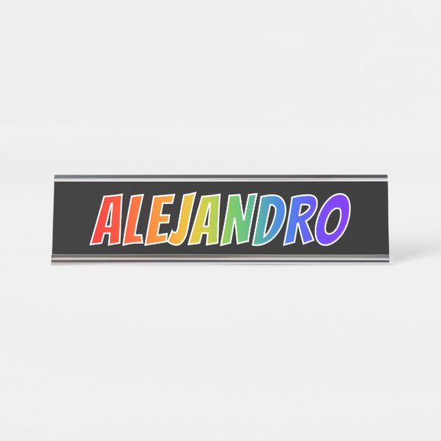 Placa De Nombre Nombre "ALEJANDRO": Divertido color arcoiris