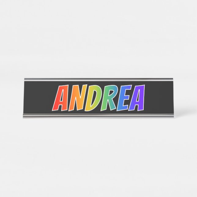Placa De Nombre Nombre "ANDREA": Divertido color arcoiris (Anverso)