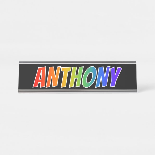 Placa De Nombre Nombre "ANTHONY": Colorante del arco iris de la (Anverso)
