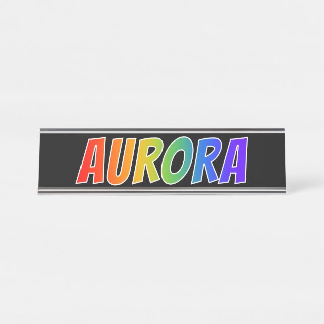 Placa De Nombre Nombre "AURORA": Divertido color arcoiris