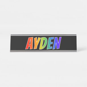 Placa De Nombre Nombre "AYDEN": El divertido color arcoiris
