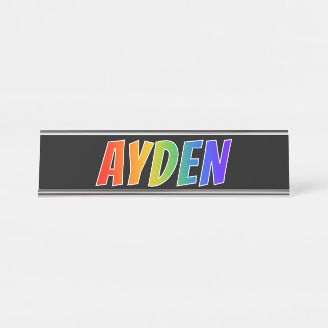 Placa De Nombre Nombre "AYDEN": El divertido color arcoiris (Anverso)