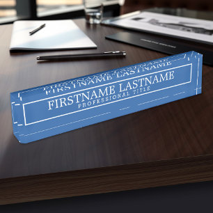 Placa De Nombre Nombre básico del azul real de la frontera y
