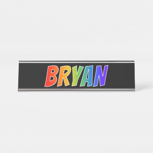 Placa De Nombre Nombre "BRYAN": Divertido color arcoiris (Anverso)