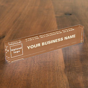 Placa De Nombre Nombre comercial y logotipo en acrílico marrón