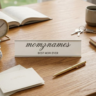 Placa De Nombre Nombre de caligrafía de la mejor mamá personalizad