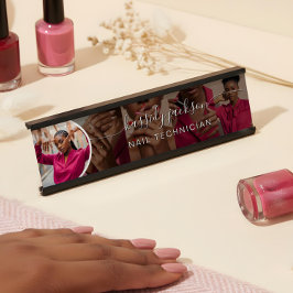 Placa De Nombre Nombre de caligrafía del guión de Collage de fotos