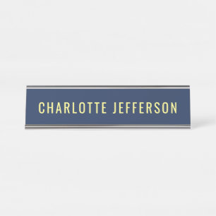 Placa De Nombre Nombre de color azul profesional clásico minimalis