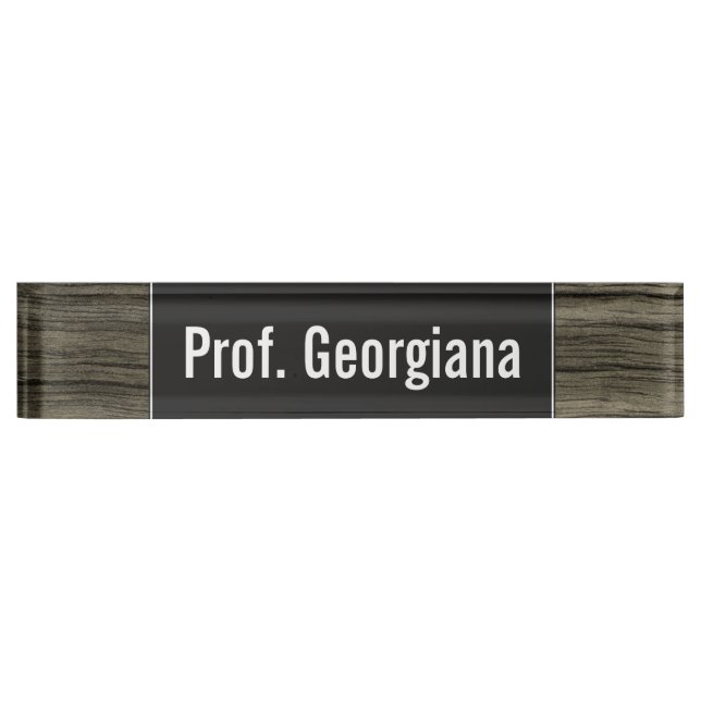 Placa De Nombre Nombre de encargo + Falso modelo de madera rústico (Anverso)