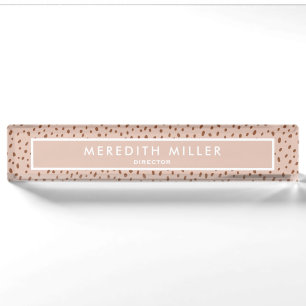 Placa De Nombre Nombre de estilo beige con Terracotta Boho Brown