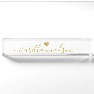 Placa De Nombre Nombre de firma de corazón de oro minimalista en l