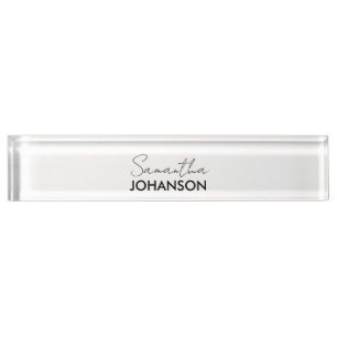 Placa De Nombre Nombre de guión de monograma   Femeninas Minimalis