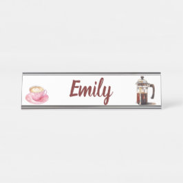 Placa De Nombre Nombre de hora del café acuarela