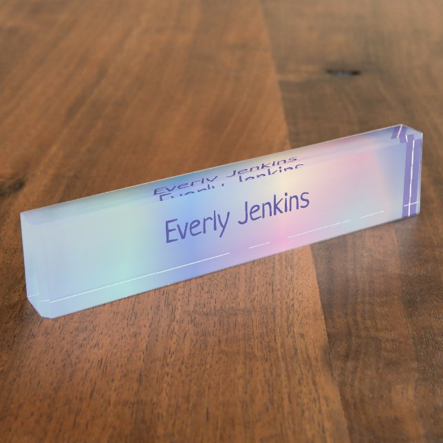 Placa De Nombre nombre de monograma holograma estilo (Lateral)