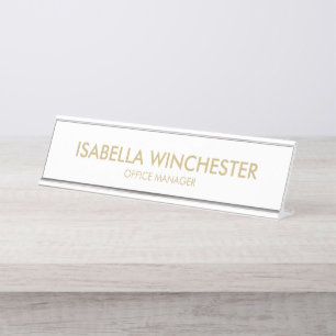 Placa De Nombre nombre de oro blanco minimalista simple