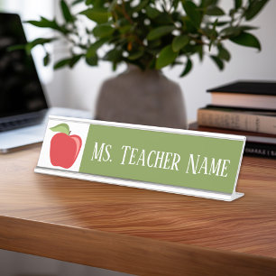 Placa De Nombre Nombre de profesor personalizado con Apple moderna