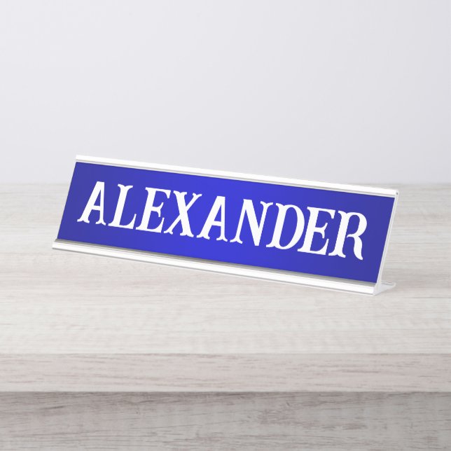Placa De Nombre Nombre decorativo moderno degradado azul (Anverso)