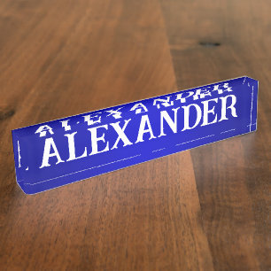Placa De Nombre Nombre decorativo moderno degradado azul