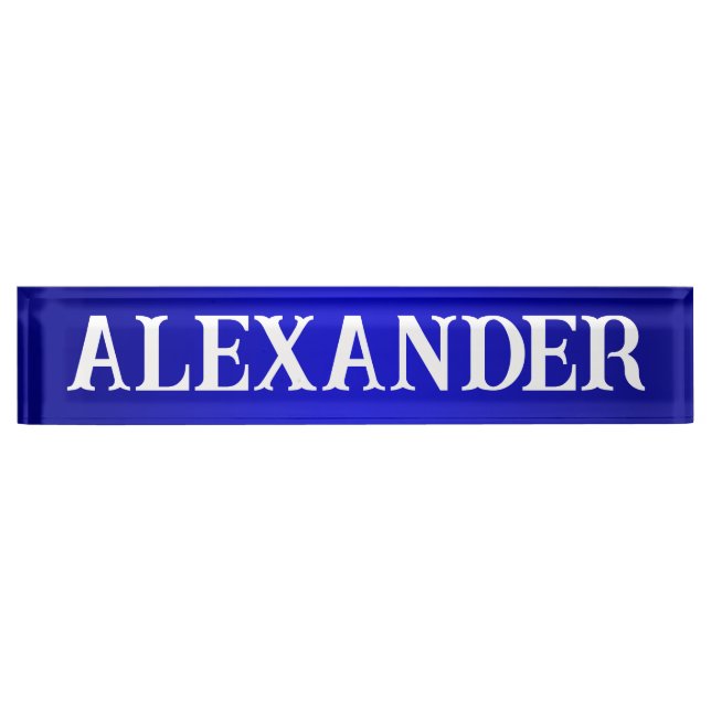 Placa De Nombre Nombre decorativo moderno degradado azul (Anverso)