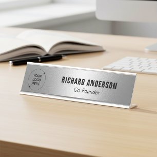 Placa De Nombre Nombre del logotipo de la empresa Título Moderno T