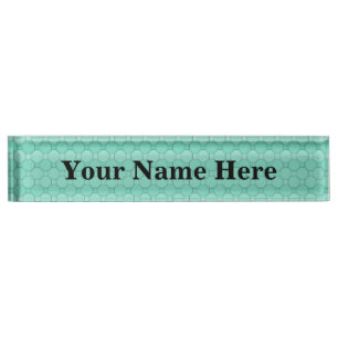 Placa De Nombre Nombre del mosaico geométrico verde de la pintura 