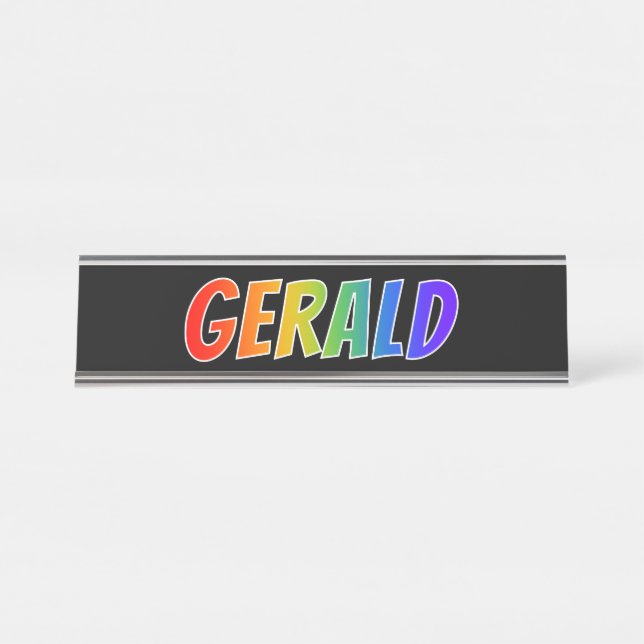 Placa De Nombre Nombre "GERALD": Divertido color arcoiris (Anverso)