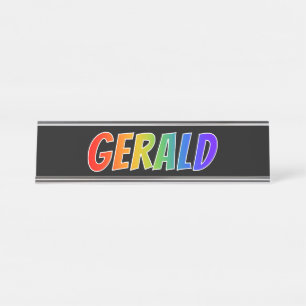 Placa De Nombre Nombre "GERALD": El divertido color arcoiris