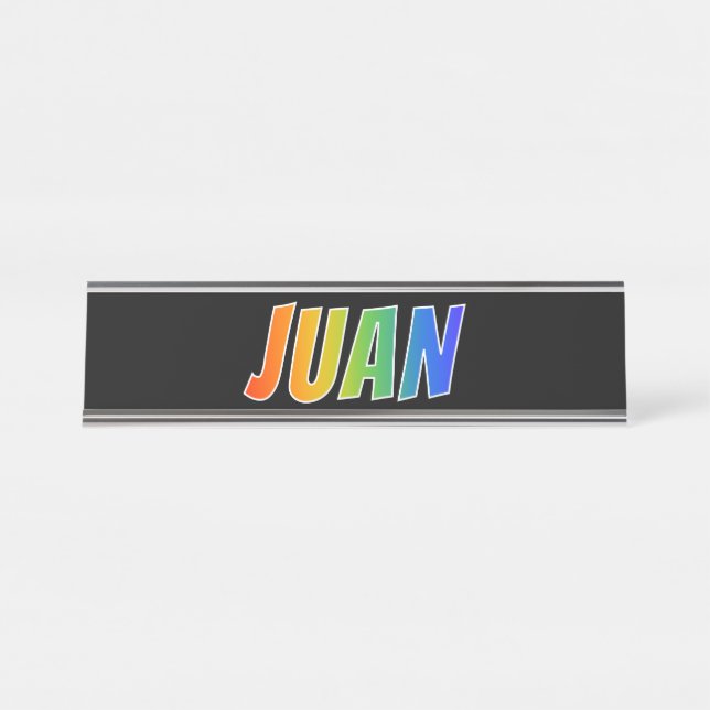 Placa De Nombre Nombre "JUAN": Divertido color arcoiris (Anverso)