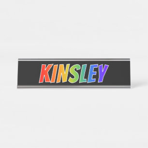 Placa De Nombre Nombre "KINSLEY": El divertido color arcoiris
