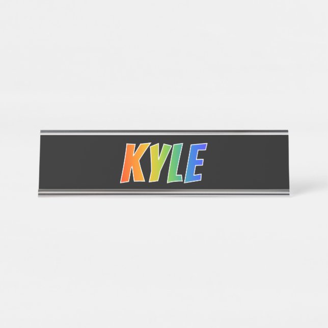 Placa De Nombre Nombre "KYLE": Divertido color arcoiris (Anverso)