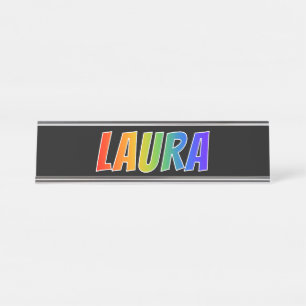 Placa De Nombre Nombre "LAURA": Colorante del arco iris de la