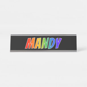 Placa De Nombre Nombre "MANDY": Divertido color arcoiris
