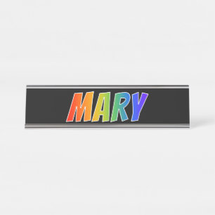 Placa De Nombre Nombre "MARY": Divertido color arcoiris