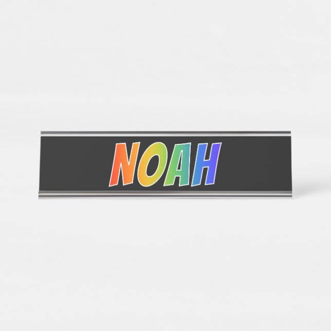 Placa De Nombre Nombre "NOAH": El divertido arcoiris (Anverso)