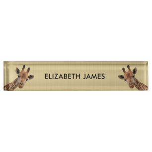 Placa De Nombre Nombre personalizado de animal de jirafa cuta