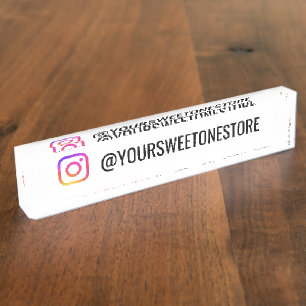 Placa De Nombre Nombre personalizado de Instagram y icono de redes