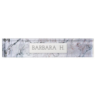 Placa De Nombre Nombre personalizado de mármol gris Elegante negoc