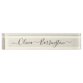 Placa De Nombre Nombre personalizado de secuencia de comandos blan