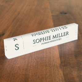 Placa De Nombre Nombre personalizado elegante en verde bosque rega