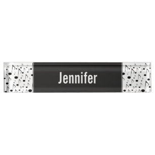 Placa De Nombre Nombre personalizado + patrón de muchas notas musi