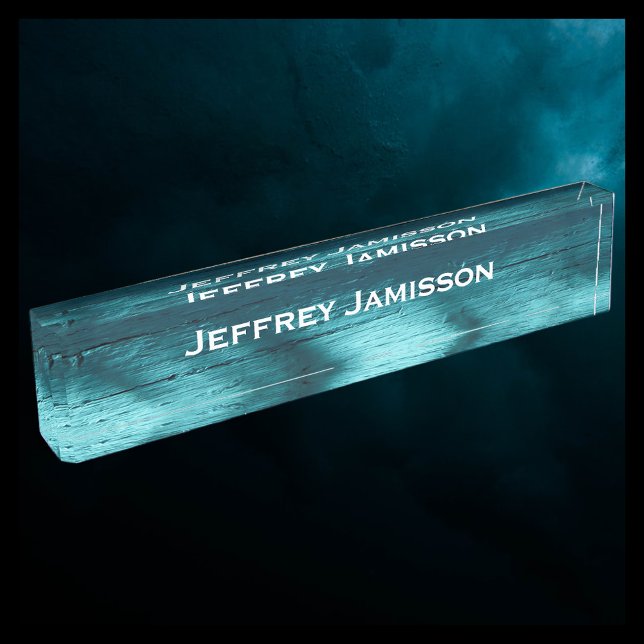Placa De Nombre Nombre personalizado Turquoise Faux Wood Acrílico (Subido por el creador)