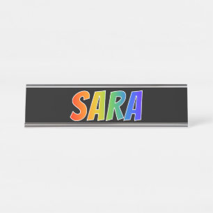 Placa De Nombre Nombre "SARA": Colorante del arco iris de la