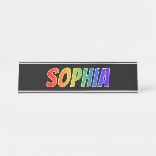 Placa De Nombre Nombre "SOPHIA": Divertido color arcoiris