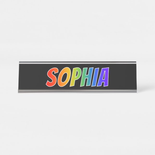 Placa De Nombre Nombre "SOPHIA": Divertido color arcoiris (Anverso)