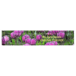 PLACA DE NOMBRE NOMBRE, TÍTULO, PLANTILLA DE NOMBRES ACRÍLICO FLOR