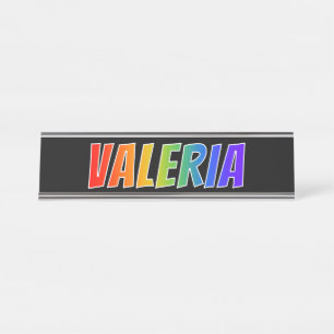 Placa De Nombre Nombre "VALERIA": Colorante del arco iris de la